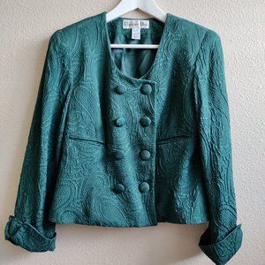 Vintage Christian Dior Silk Green Tweed Blazer Size 12